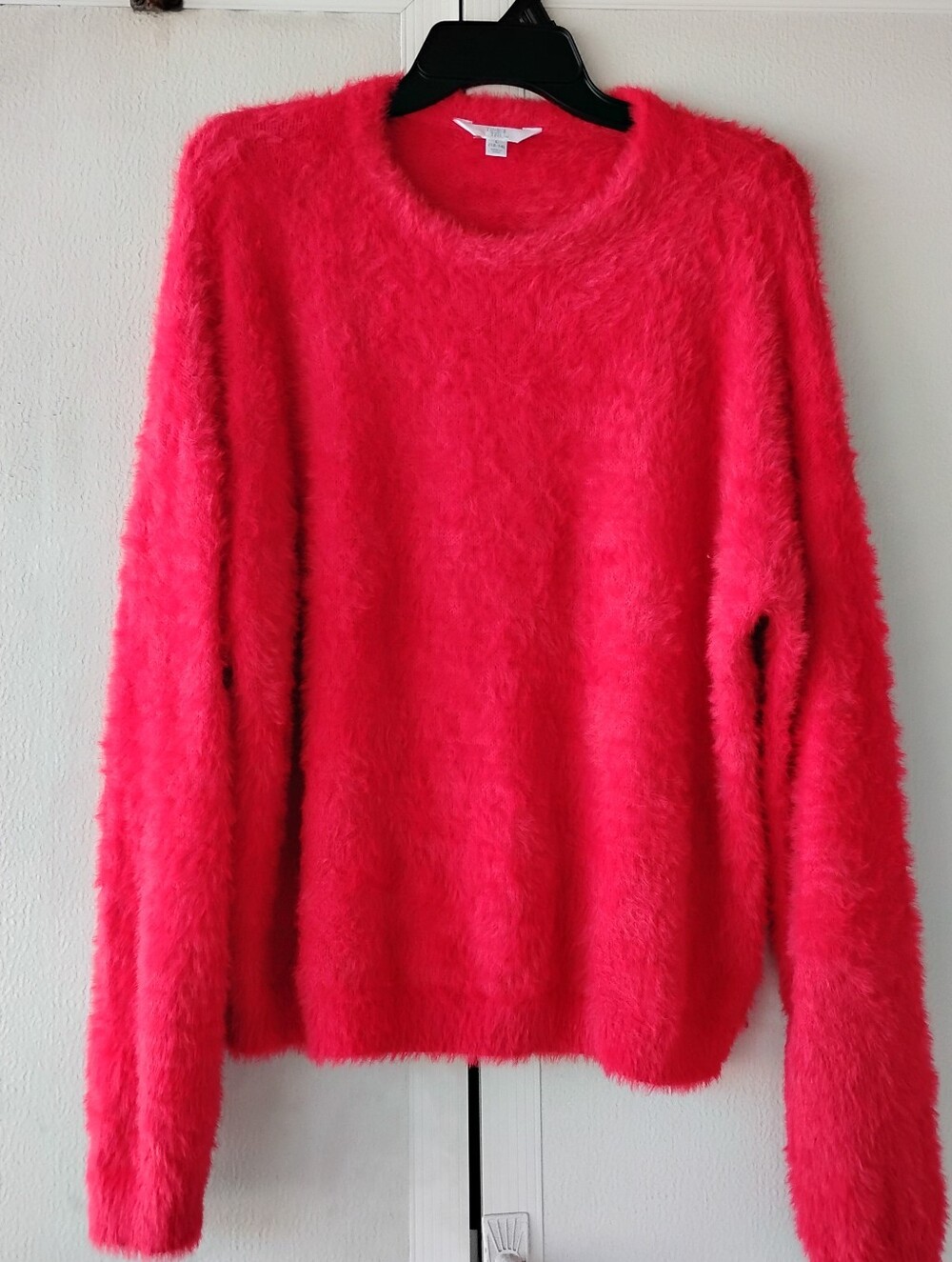 Time and Tru Fuzzy Crewneck Sweater - Hot Pink